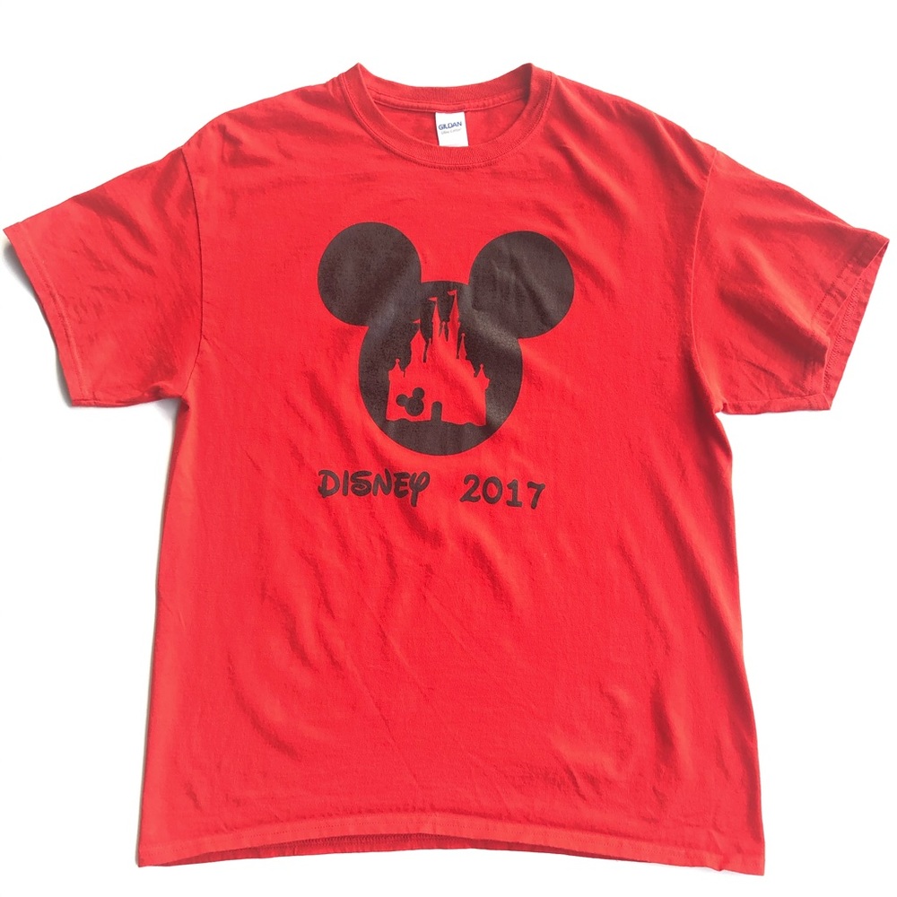 Disney Mickey Mouse Castle Red Large T-Shirt
